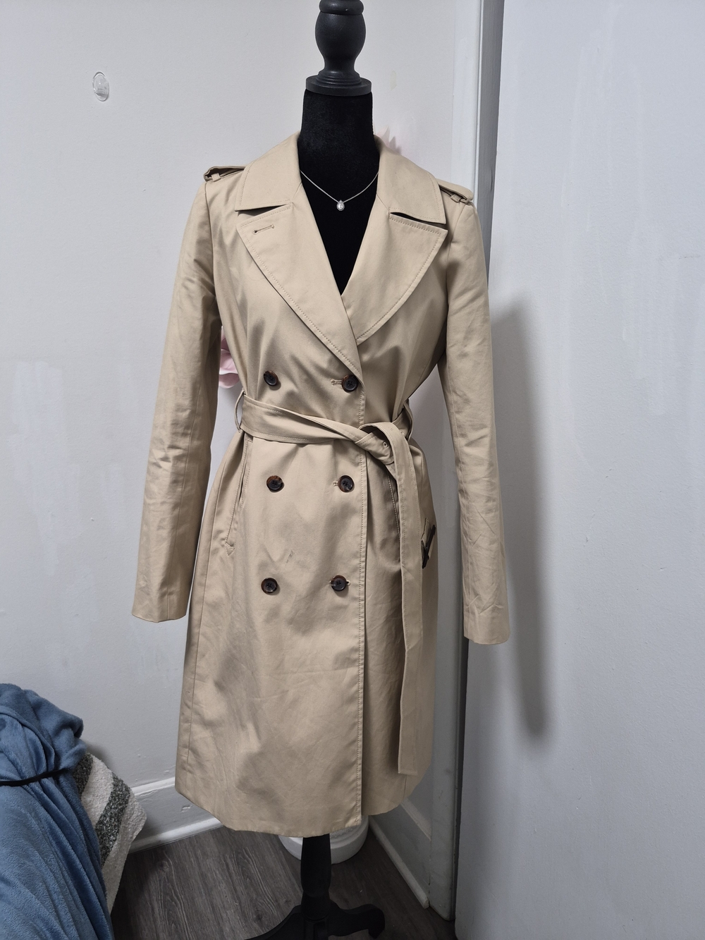 J. Crew Double-Breasted Tan Trench Coat with Belt